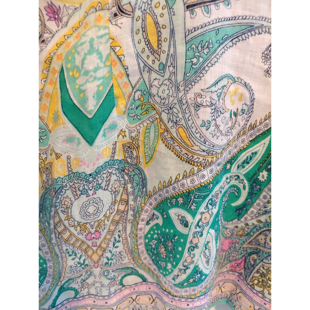 Charter Club Luxury Womens M Tunic Top 100% Linen Paisley Embellished Resort - Picture 6 of 14